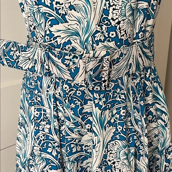 Samantha Sung Blue and White Patterned Midi Dress - Picture 4 of 15